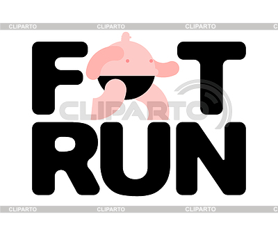 Signo de correr gordo. Hombre gordo corriendo | Ilustración vectorial de stock |ID 6863472